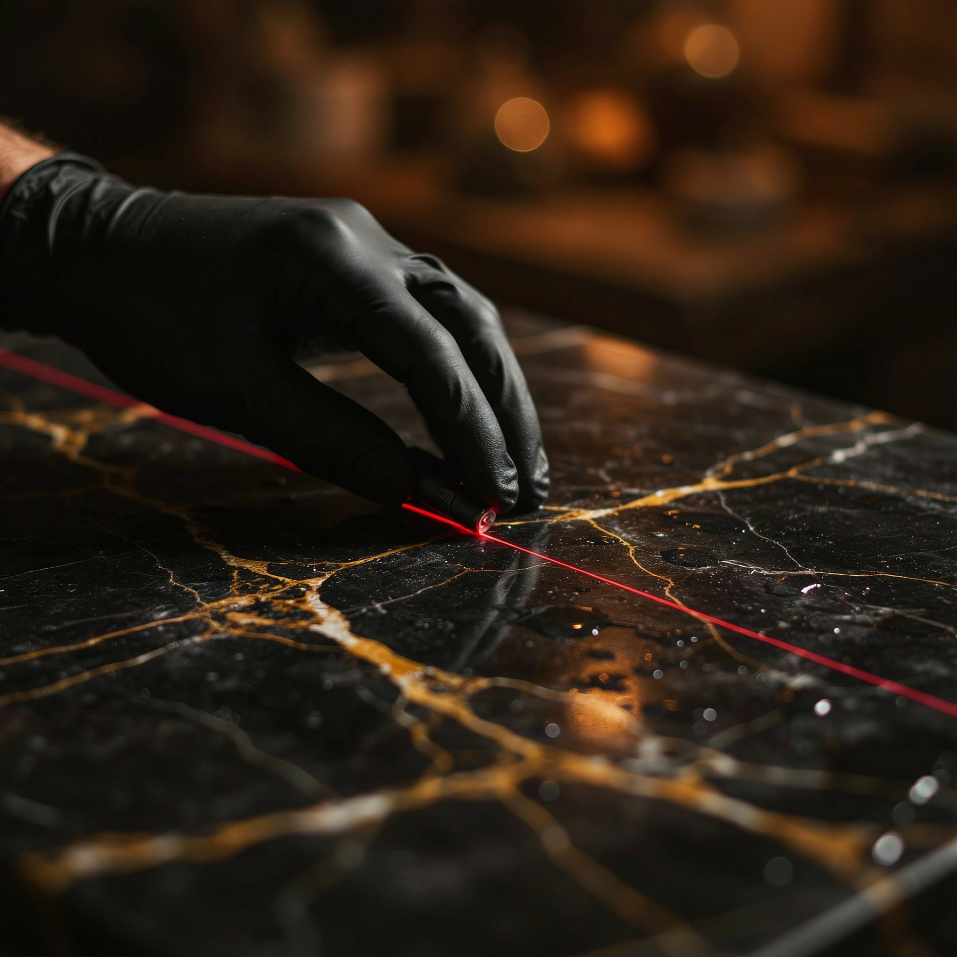 Laser measurement of a book-matched marble slab