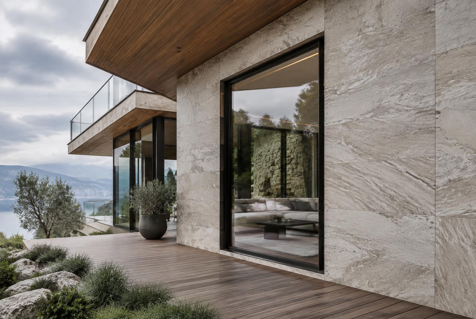 Architectural materials visualized in a finished interior