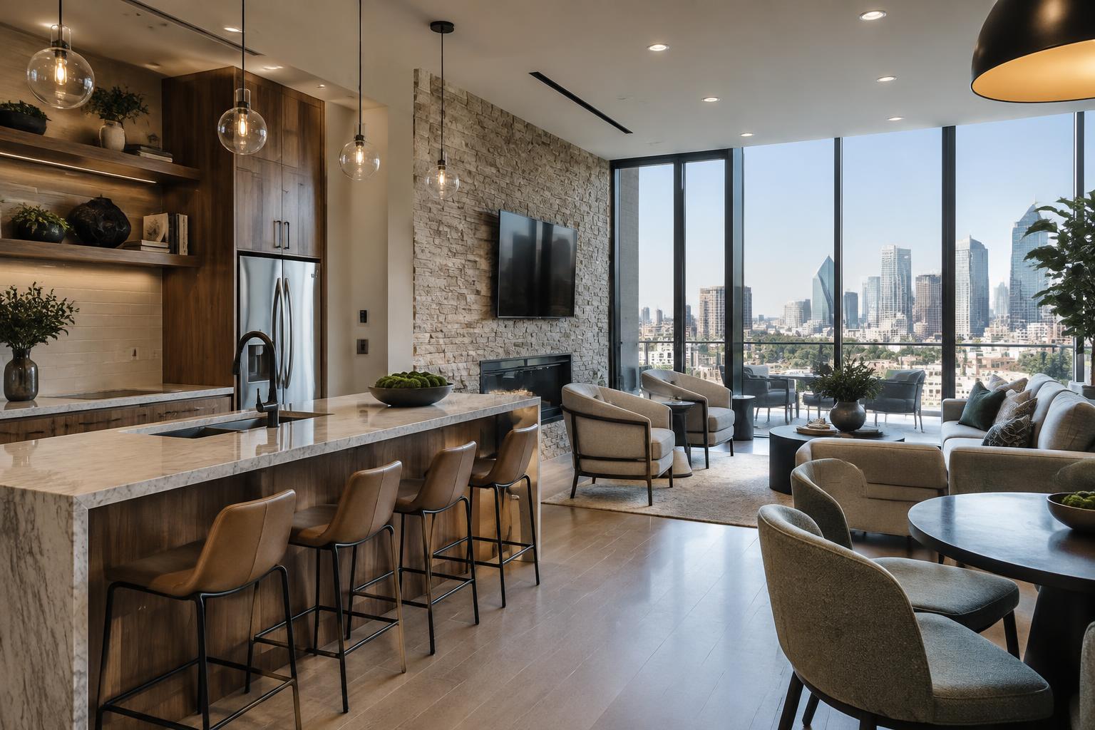 Urban Multifamily Program in Texas featuring Kitchen & Bath Cabinets, PU Stone Panels, Solid Board